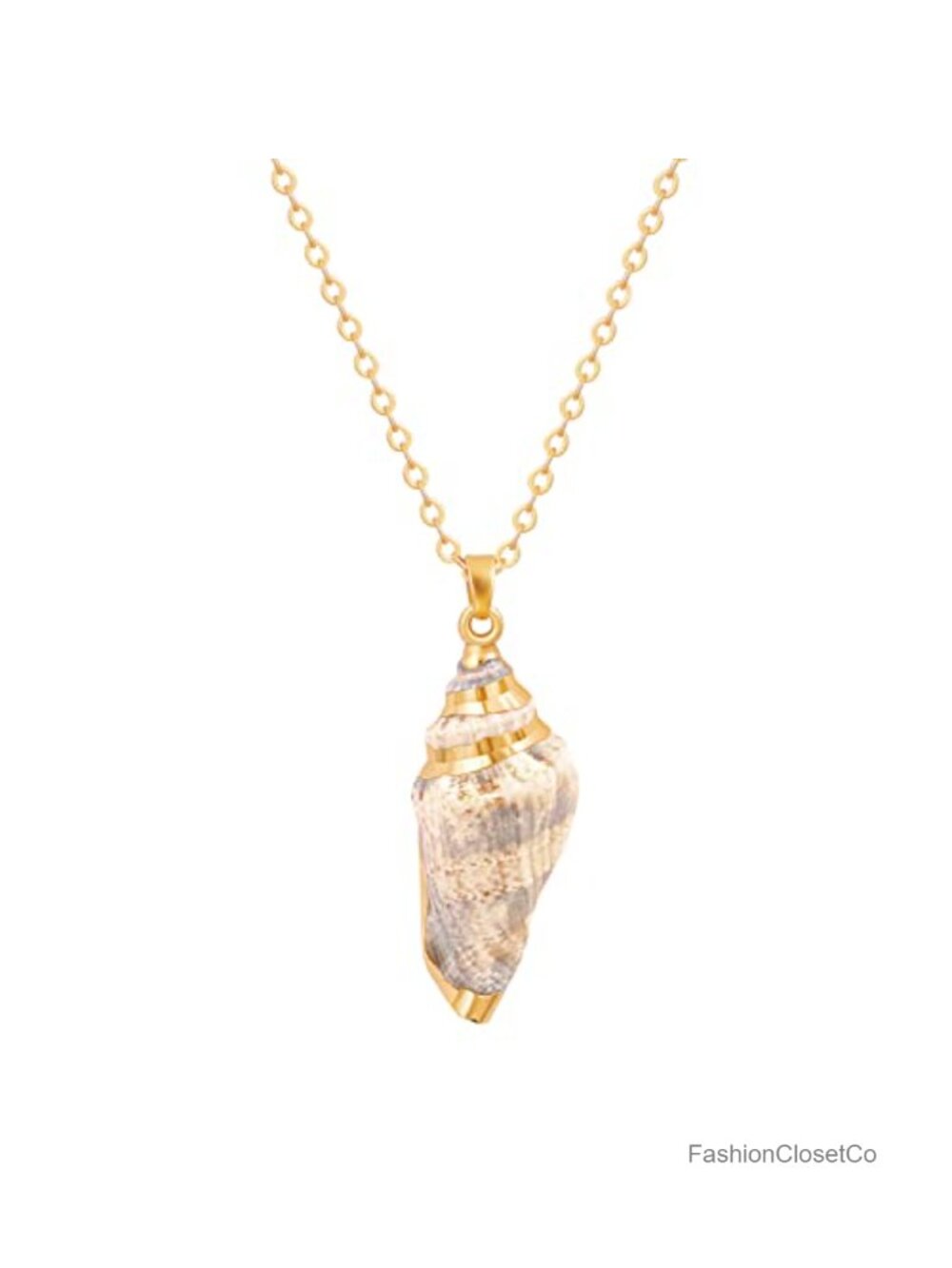 18K Gold Plated Conch Charm Necklace Adjustable 20-22 Inch Women Jewelry